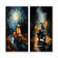 Night Street And Scooters - Ensemble de 2 décorations murales en métal Scooter-102689085