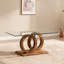 Table basse rectangulaire en verre de couleur bois naturel, 47,2 x 25,4 pour le salon
