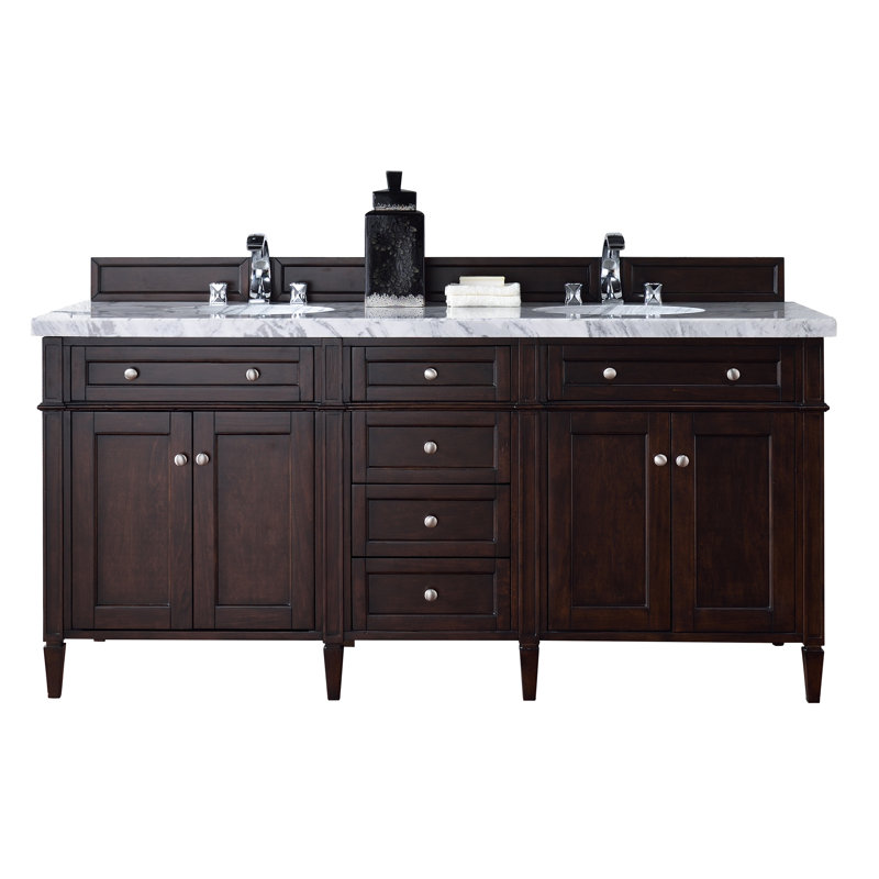 Brittany 72'' W Double Bathroom Vanity Base, Burnished Mahogany