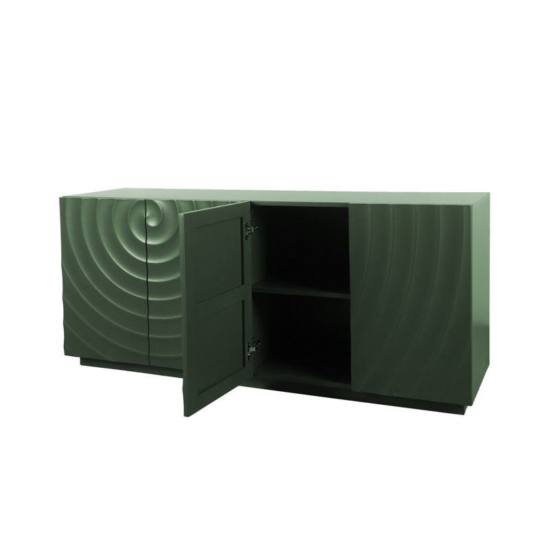 4-Door  Cabinet With Suspended Base,For Living Room And Kitchen,59.06"×15.67"×26.46"(Green)