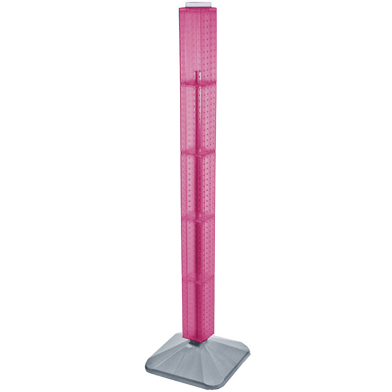 Présentoir de plancher à quatre côtés en panneau perforé sur base pivotante. Tour Spinner Rack. Taille du panneau: l 4 po x H 60 po
