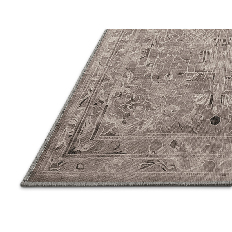 Machine Washable Gray Area Rug, Square 8'
