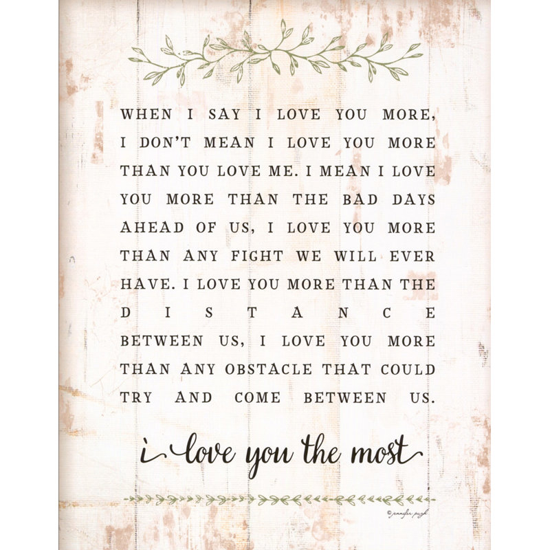 « I Love You More », H 24 po x l 19 po