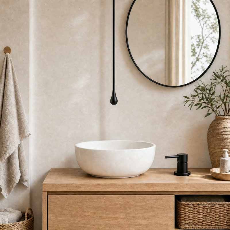 Robinet de lavabo de salle de bain monocommande de 63 po en forme de goutte d'eau, à montage au plafond, noir mat, avec ensemble de vidange