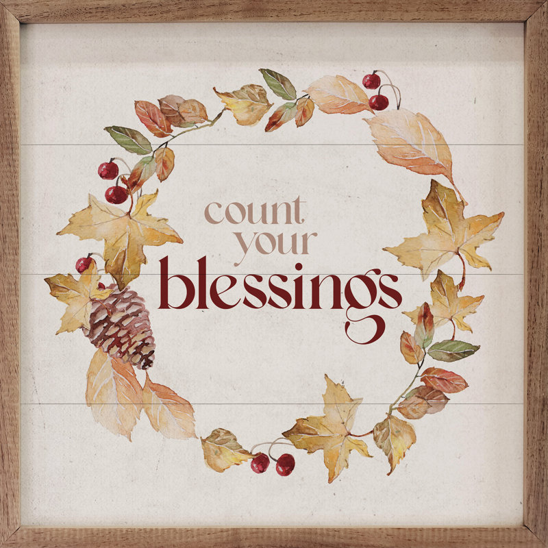 «Count Your Blessings Autumn Wreath» sur bois, H 12 po x l 12 po