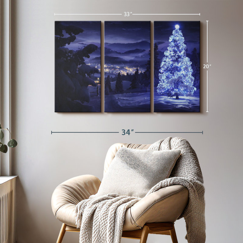 «Snowy Christmas Tree» sur toile, H 20 po x l 33 po x P 1,25 po
