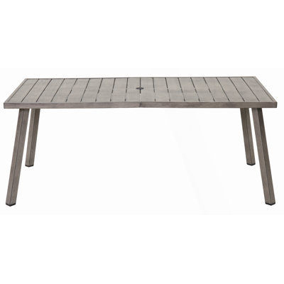 Weather-Resistant Outdoor Folding Iron Dining Table with Slatted Top