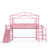Full Metal Loft Bed with Storage Stairs, Shelves, Built-in Wardrobe, USB Ports and LED Lights, Noise-reduced Design-2082646872-2082646873