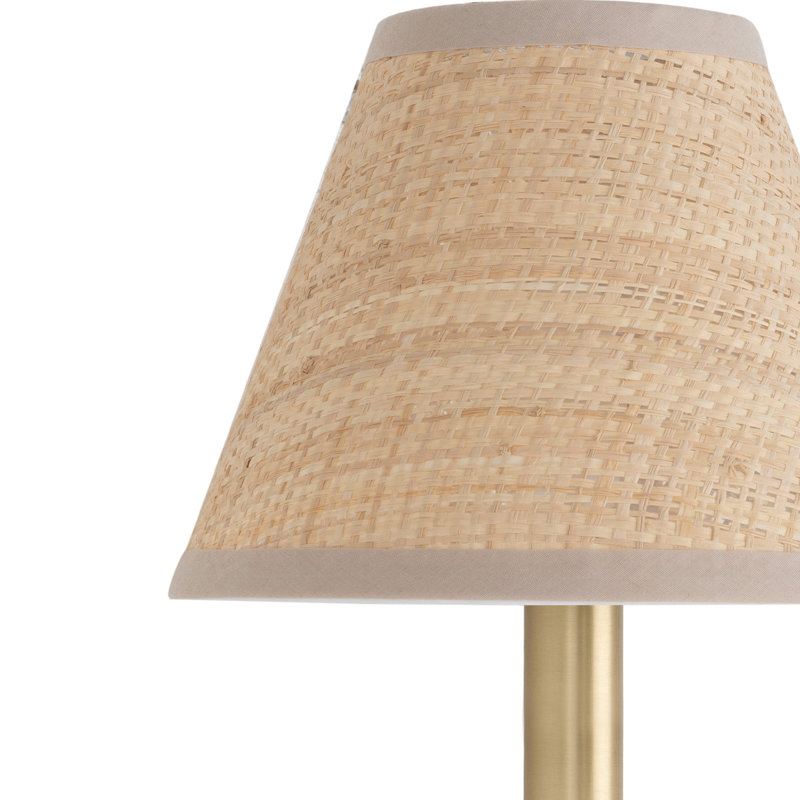 Polly Sconce Single (Blackened Brass with Rattan Shade), Natural Brass