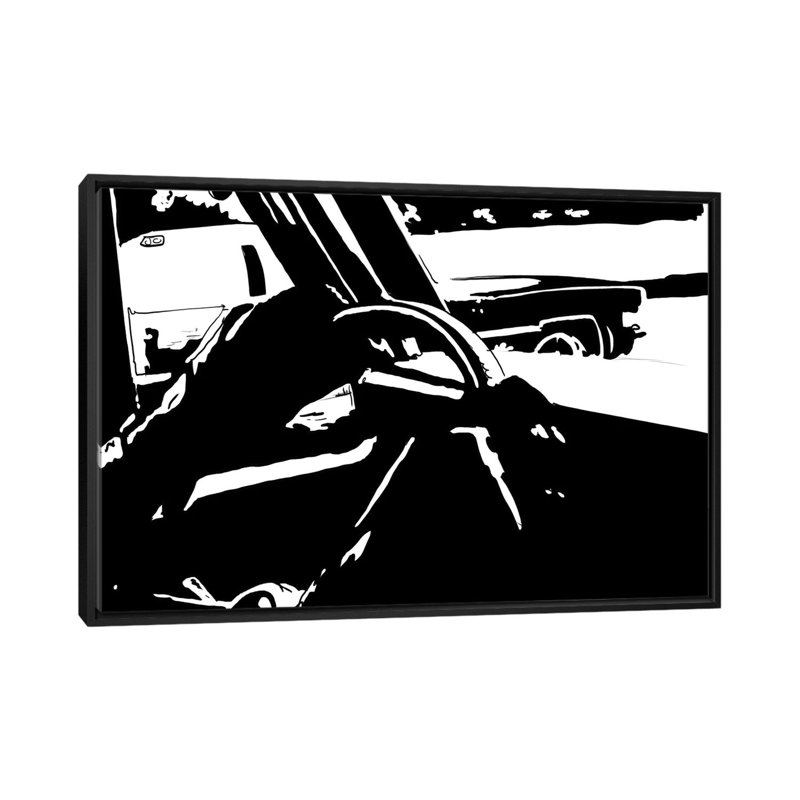 « driving i » par giuseppe cristiano, peinture sur toile tendue, H 18 po x L 26 po x P 1,5 po, Toile encadrée noire
