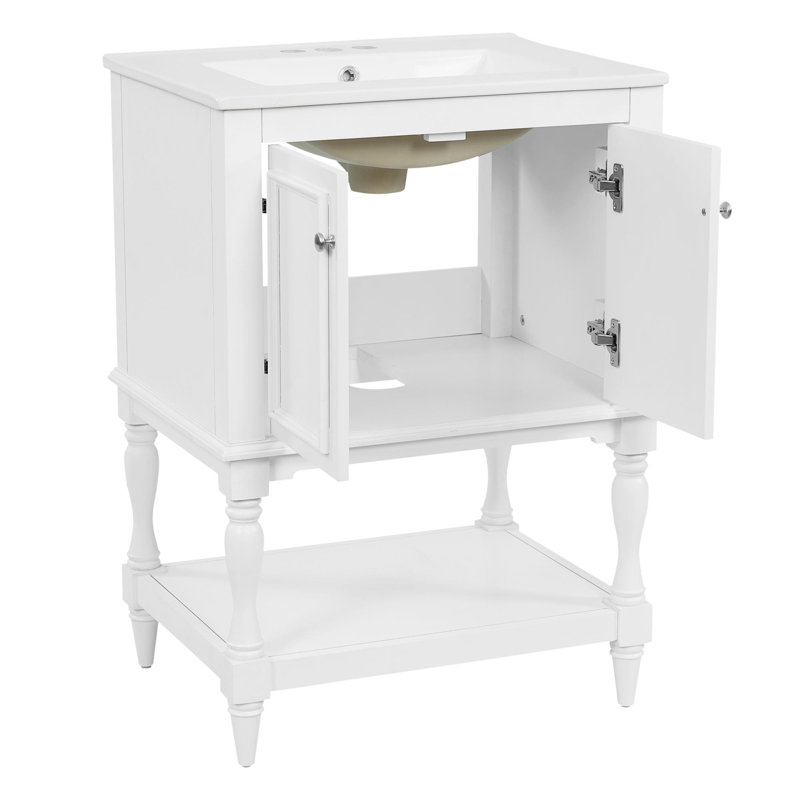 Meuble-lavabo moderne de luxe 24 po, Blanc