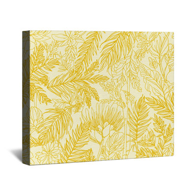 Yellow Botanical Line Art Canvas Gallery Wrap in Many Sizes