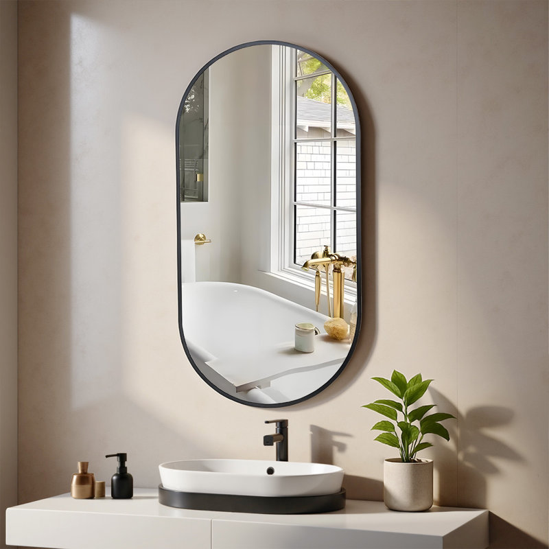 Miroir mural ovale en métal, 40 po x 20 po