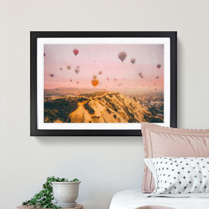 Hot Air Balloon Ride - Framed Print, 36cm H x 48cm W x 2cm D, Black Framed