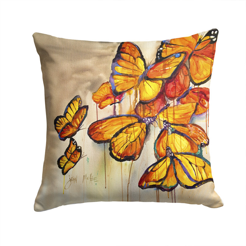 Butterflies Indoor/Outdoor Throw Pillow, 14" H x 14" W x 4" D