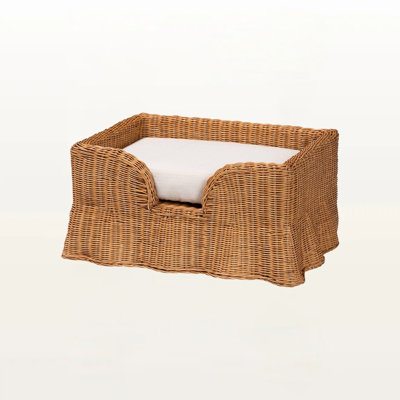Belita 27.6" Natural Rattan Pet Bed featuring a Scalloped Base