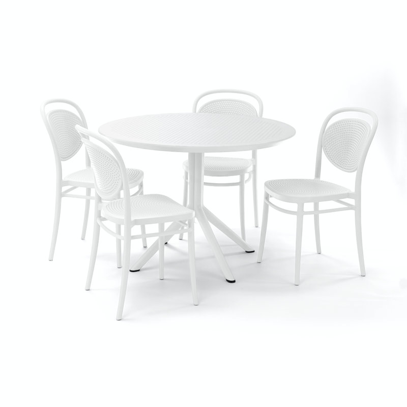 Ensemble de salle à manger 5 personnes Farrah Marcel, Blanc