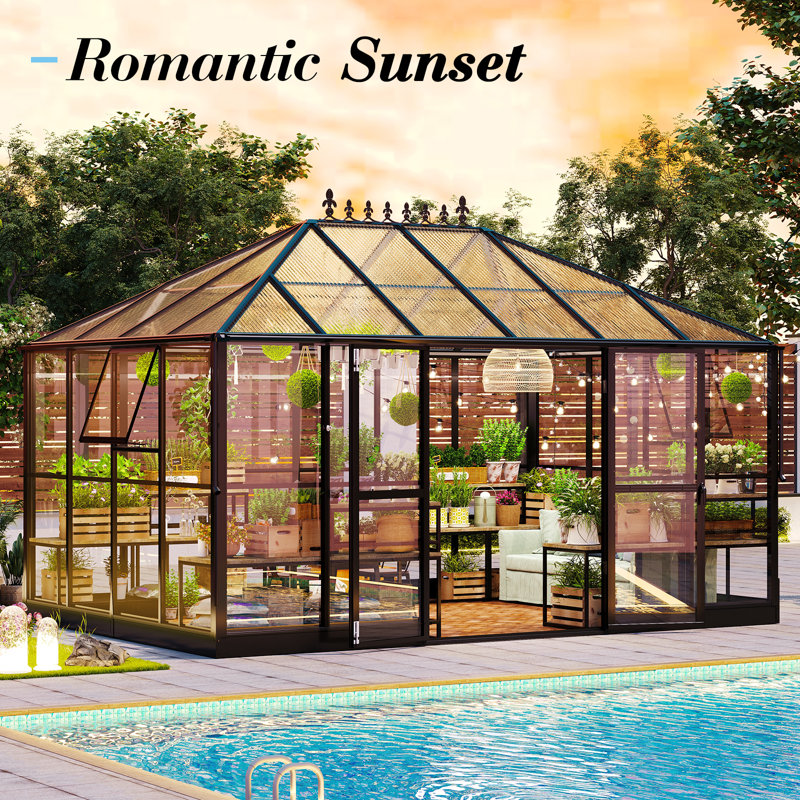 14'x10' Greenhouse with Transparent Panels and PC Panels