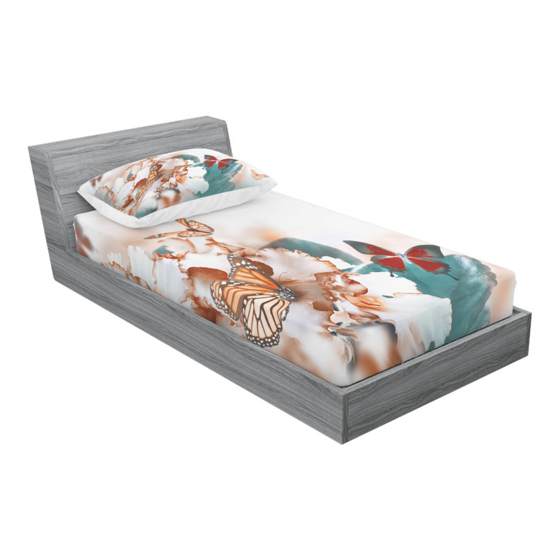 Ensemble de draps à papillons, Ensemble de draps pour lit simple avec drap-housse