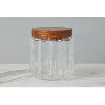 Pot cannelé en verre, couvercle en bois