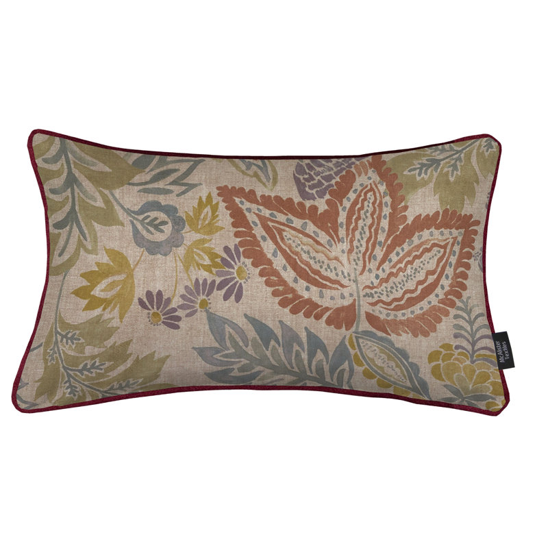Indoor / Outdoor Floral Rectangular Throw Cushion, 50cm H x 30cm W x 1cm D, Pillow Cover Only - No Insert