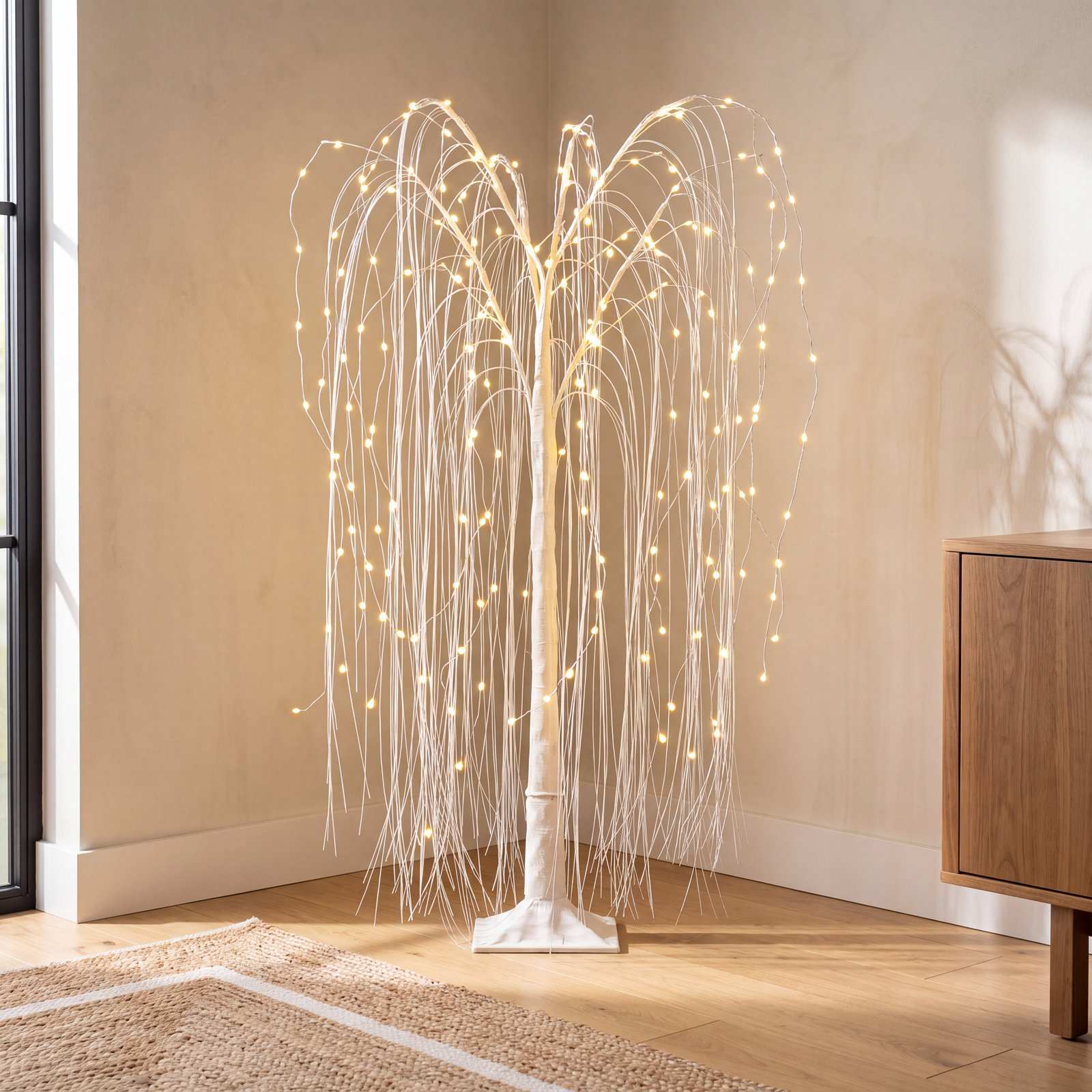 Artificial Lighted LED 47.24'' H White Willow Tree Decoration