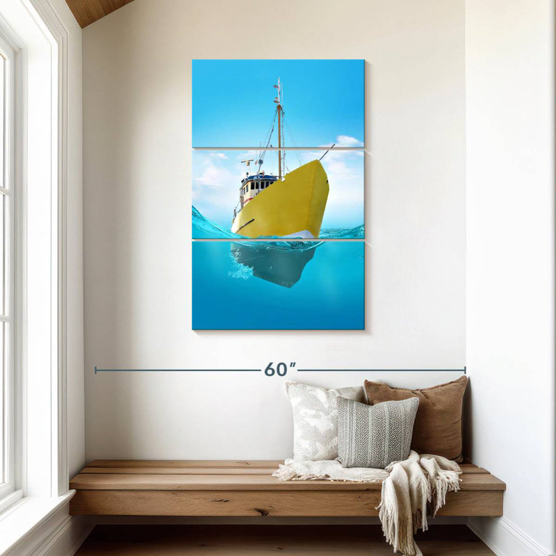 Mehar Yellow Ship, 45" H x 28" W