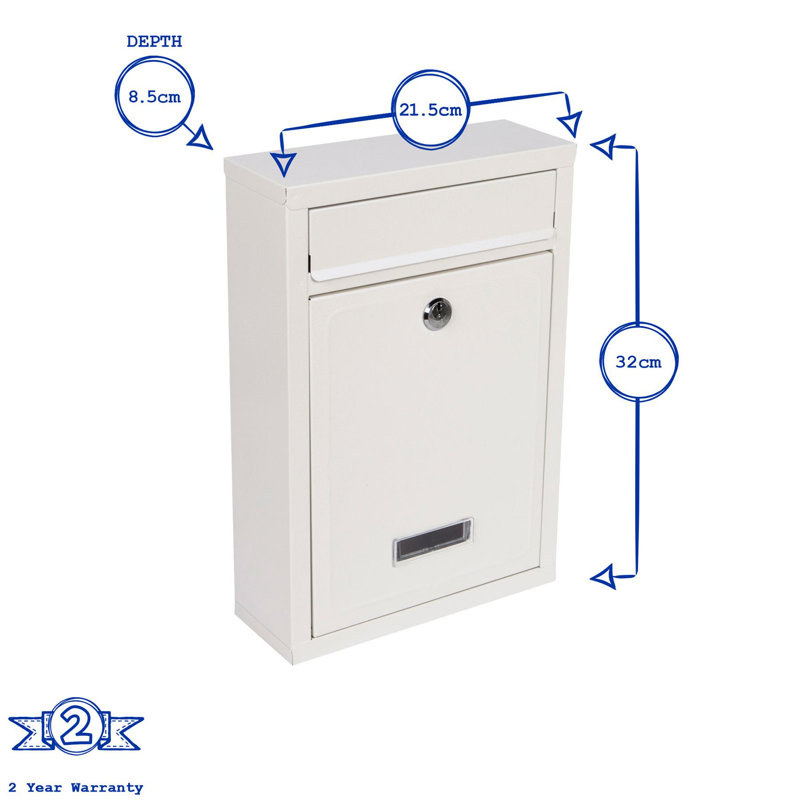  Modern Steel Plated Post Box - White, Black
