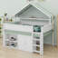 Élégante base de lit mezzanine avec toit à baldaquin et armoire de rangement, idéale pour une chambre d'enfant-223907126