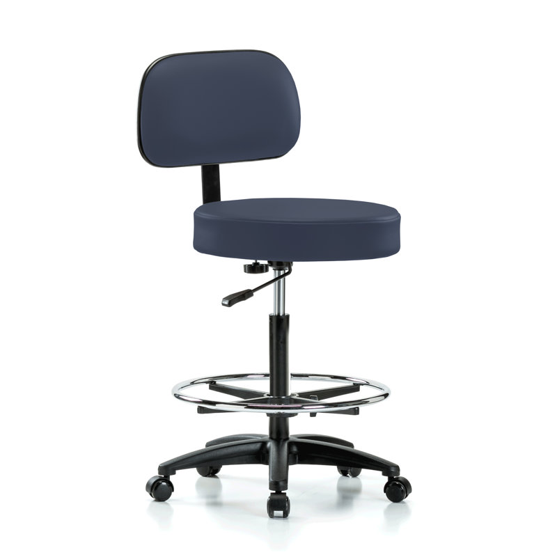 Tabouret réglable en hauteur avec dossier et repose-pieds PERCH Walter | Hauteur du banc élevé: 25 à 35 po, Vinyl