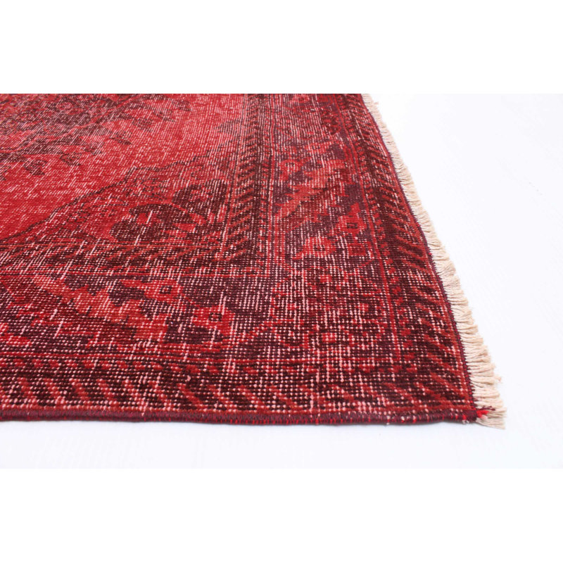 Paulean One-of-a-Kind 4'11" X 11'9" 1990s Wool Area Rug in Dark Red