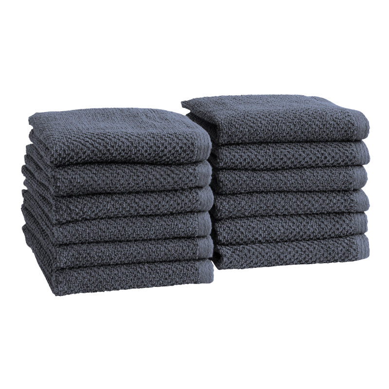 Drap de bain 100% coton texturé, Bleu pierre, Gant de toilette - paquet de 12