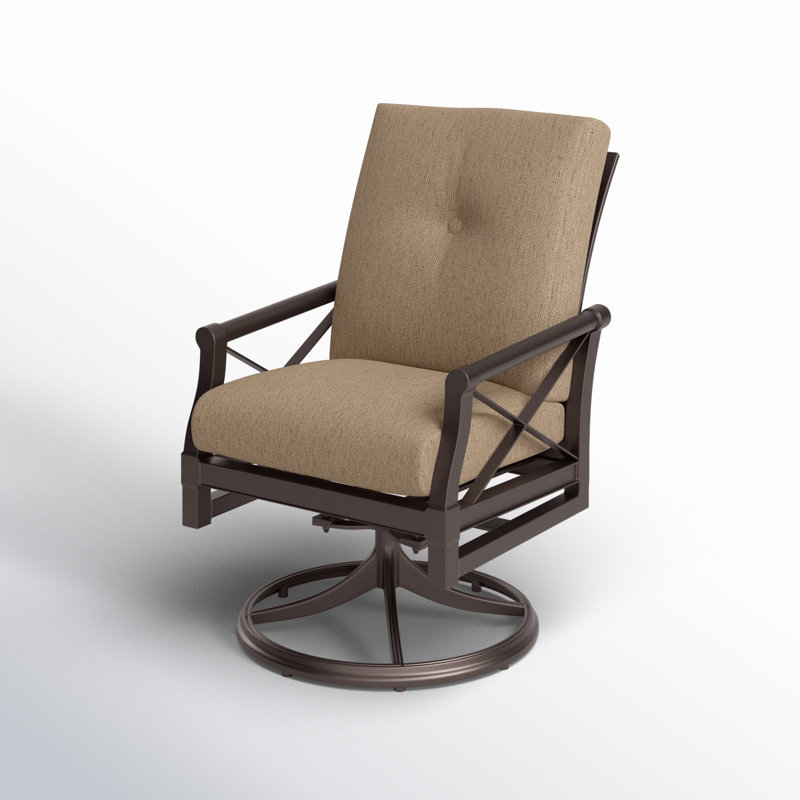Andover Outdoor Rocker Chair, Canvas Heather Beige Sunbrella® Canvas, Chestnut Brown