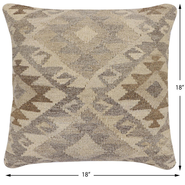 Cream Geometric Diamond 18 in. x 18 in. Square Decorative Throw Pillow