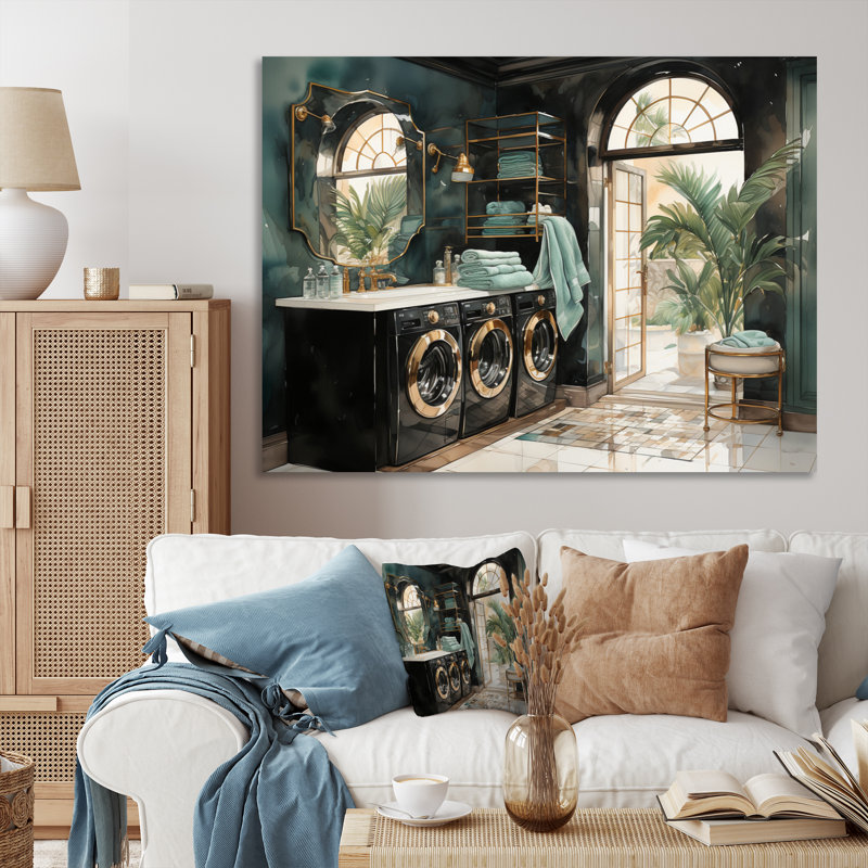 " Laundry Room Art Deco I ", 24" H x 32" W x 1" D, Wrapped Canvas