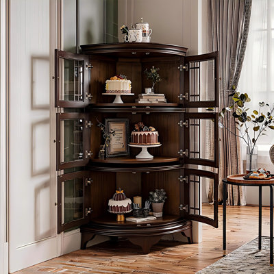 Armoire à vin d'angle en bois massif de style américain 53,53 "