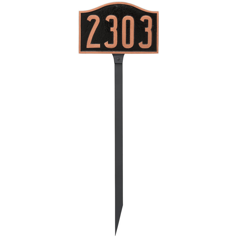 Enseigne d’adresse pour pelouse sur 1 ligne, Noir / Cuivre
