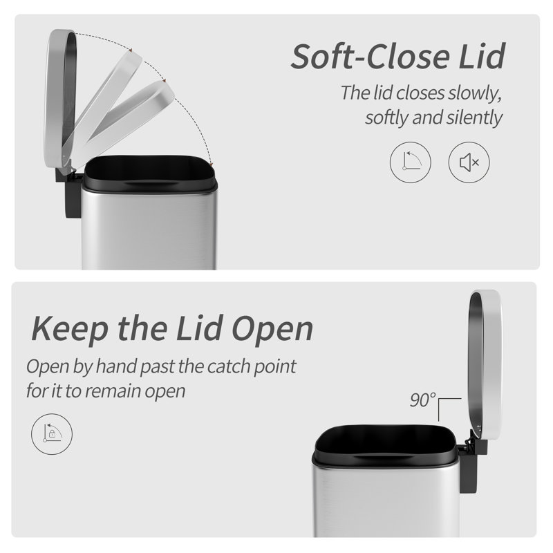 Aluminium Kitchen Pedal Rubbish Bin - 12 L, SILVER