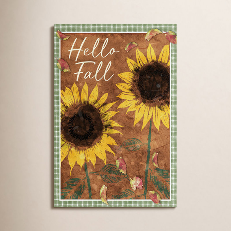 Hello Fall Sunflowers - Art contemporain d'automne tournesols d'automne, H 24 po x l 16 po