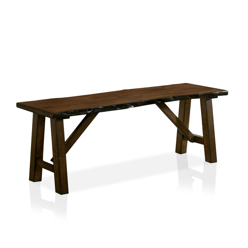 Banc de salle à manger en bois massif avec finition noyer rustique, conception Live Edge et siège vieilli | Idée de cadeau