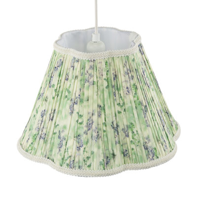 Green Floral Victorian Scallop Shade With Embroidered Trims By 