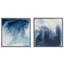 Abstrait 2 décor mural bleu, cadre, à suspendre, œuvre d'art bleu avec cintres, 