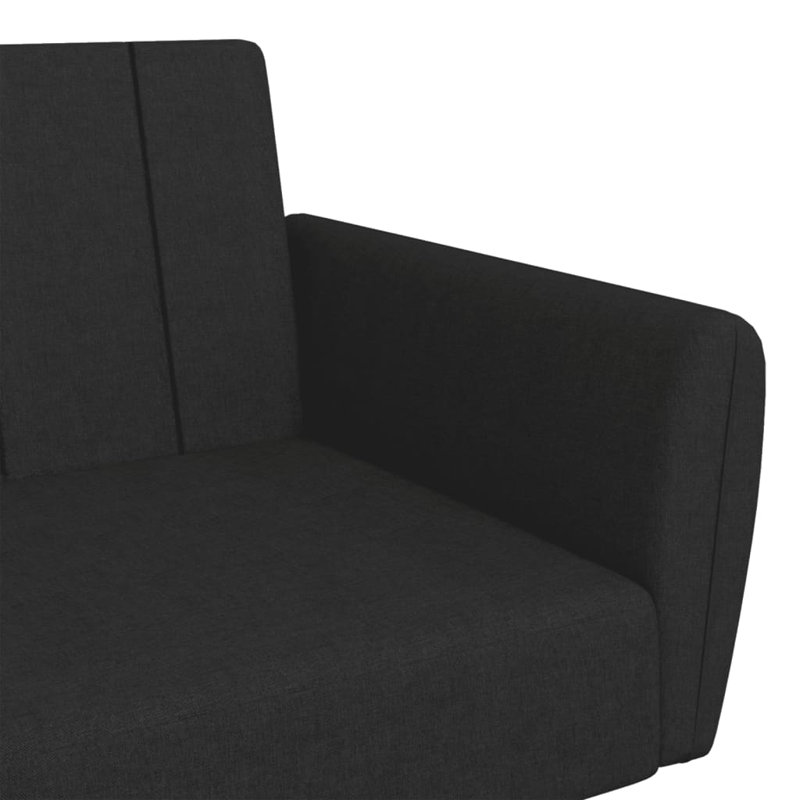 86.6'' Upholstered Convertible Sofa, Black Fabric, Natural