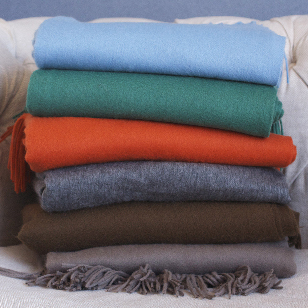 Hudie Wool Throw Blanket, Ash