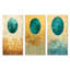 «Teal Sun Over Golden Grids - Abstract Mid-century», reproduction de toile 3 pièces-129013213-129013215