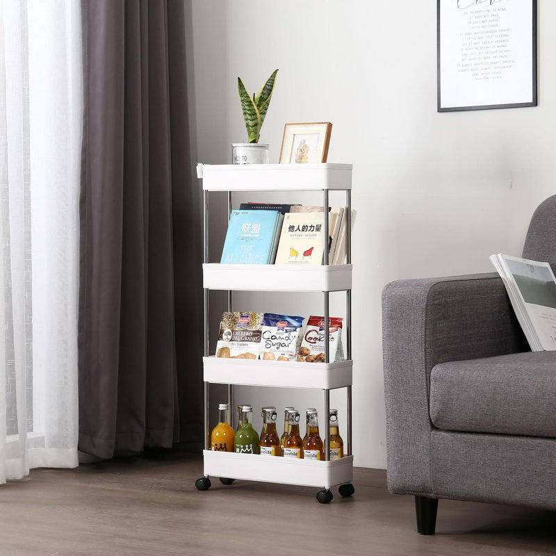Chariot de rangement mobile 4 couches, H 34,5 po x l 16 po x P 5,1 po