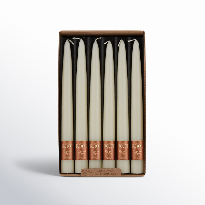 Ensemble de 12 chandelles coniques non parfumées 12 pièces, Ivoire, H 9 po x l 0,88 po x P 0,88 po