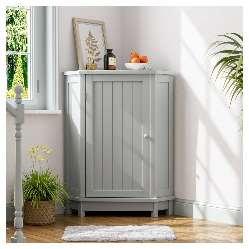 Modern Bathroom Corner Cabinet with Adjustable Shelf - Space-Saving MDF Storage Cabinet for Bathroom Organization, Walnut