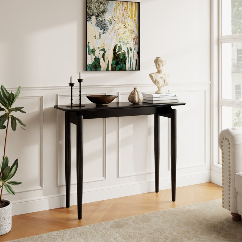 Adryell Minimalist Solid Wood Console Table, Modern Entryway Table for Hallway & Living Room, Black,  39.27"W