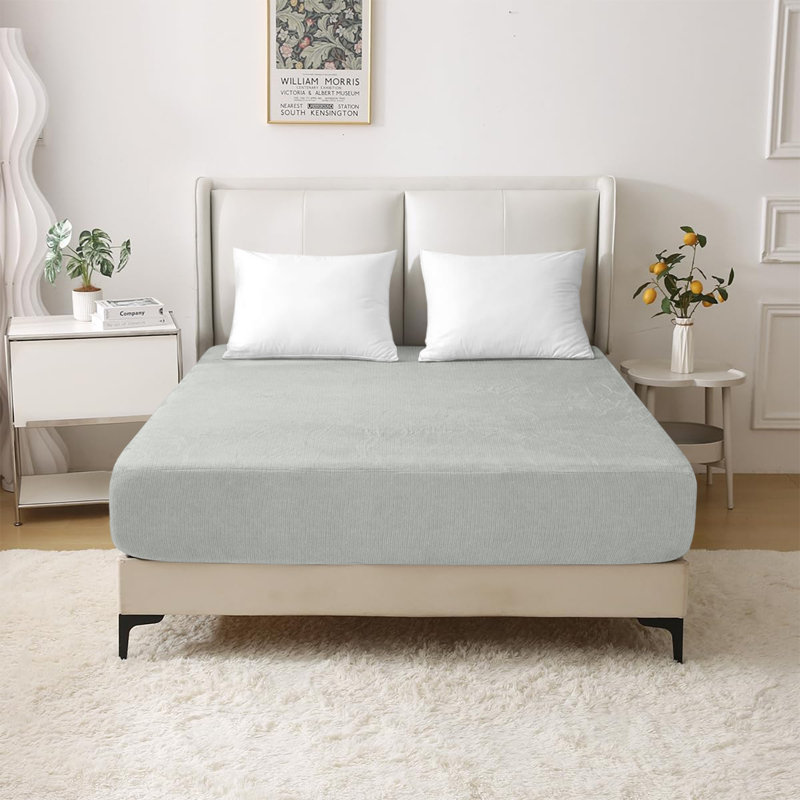 Sherlynn Cotton Blend Jersey Fitted Sheet - Ultrasoft, Perfect Fit, Breathable and Durable, King (5'), Silver